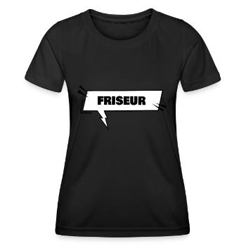 Cadeau pour coiffeur - T-shirt sport Femme - noir - Devant - AI Model Female 172 light (172cm)