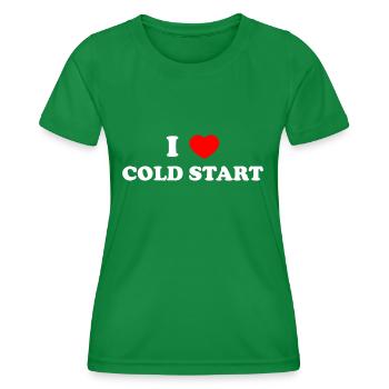 J’adore le démarrage à froid - T-shirt sport Femme - vert - Devant - AI Model Female 172 dark (172cm)