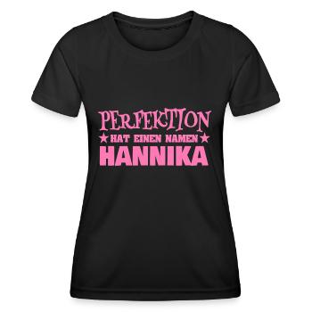 Nom de la femme Hannika - T-shirt sport Femme - noir - Devant - AI Model Female 172 light (172cm)
