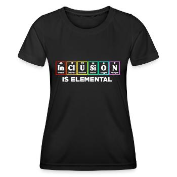 Inklusion ist elementar LGBT-Flagge Gay Pride Month - Frauen Funktions-T-Shirt - Schwarz - Vorne - AI Model Female 172 light (172cm)