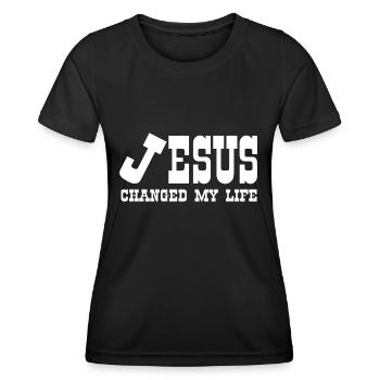 Jésus-Christ Dieu Dieu - T-shirt sport Femme - noir - Devant - AI Model Female 172 light (172cm)