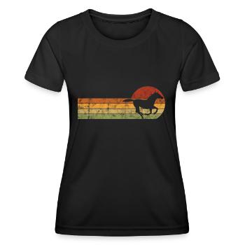 Cheval Chevaux rétro Cavaliers Poney Équitation - T-shirt sport Femme - noir - Devant - AI Model Female 172 light (172cm)