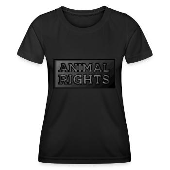 DROITS DES ANIMAUX VEGAN - T-shirt sport Femme - noir - Devant - AI Model Female 172 light (172cm)