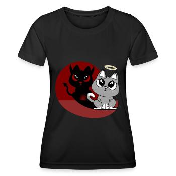 What? I Was's Not - Devil Angel Evil Cat - Women's Functional T-Shirt - black - Front - AI Model Female 172 light (172cm)