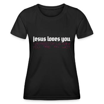 Jésus vous aime Le reste d’entre nous pense que vous êtes un idiot - T-shirt sport Femme - noir - Devant - AI Model Female 172 light (172cm)