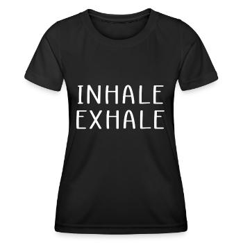 Zitat zum Ausatmen einatmen - Frauen Funktions-T-Shirt - Schwarz - Vorne - AI Model Female 172 light (172cm)