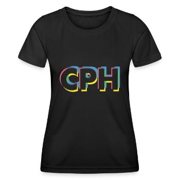 Copenhague - CPH - Copenhague - Dänemark - Danemark - T-shirt sport Femme - noir - Devant - AI Model Female 172 light (172cm)