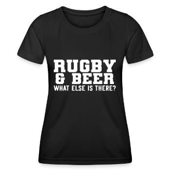 Rugby Beer qu’y a-t-il d’autre ici? - T-shirt sport Femme - noir - Devant - AI Model Female 172 light (172cm)