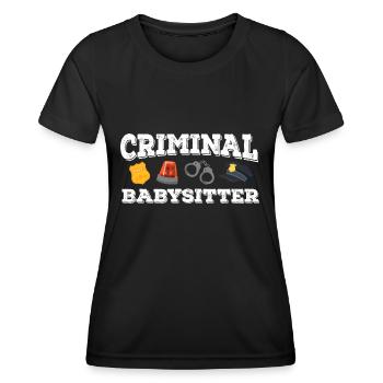 baby-sitter criminelle Conception pour une famille de policiers - T-shirt sport Femme - noir - Devant - AI Model Female 172 light (172cm)
