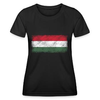 Hongrie - T-shirt sport Femme - noir - Devant - AI Model Female 172 light (172cm)