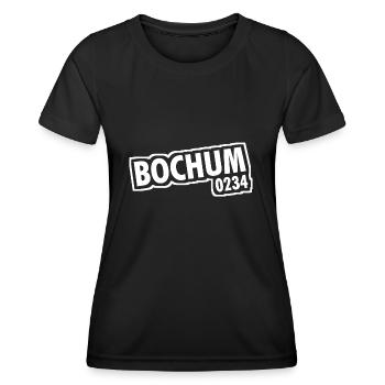 Bochum - 0234 - Vorwahl - NRW - Ruhrpott - Frauen Funktions-T-Shirt - Schwarz - Vorne - AI Model Female 172 light (172cm)