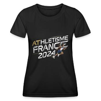 ATHLETISME ATHLETE COUREUR CADEAU SPORT FRANCE - T-shirt sport Femme - noir - Devant - AI Model Female 172 light (172cm)