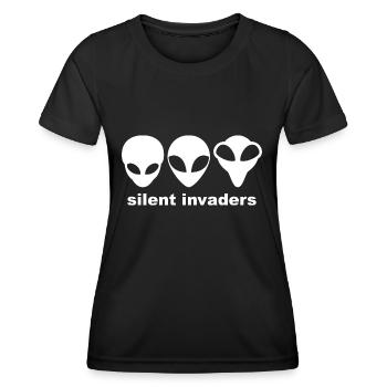 Grey Aliens are silent invaders. - Women's Functional T-Shirt - black - Front - AI Model Female 172 light (172cm)