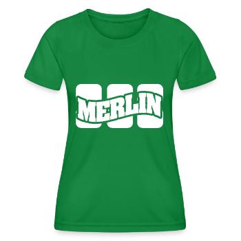 Merlin som navn - Funktionsshirt til damer - kelly grøn - Foran - AI Model Female 172 dark (172cm)