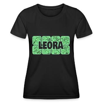 First name Leora - Women's Functional T-Shirt - black - Front - AI Model Female 172 light (172cm)