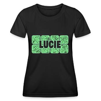 First name Lucie - Women's Functional T-Shirt - black - Front - AI Model Female 172 light (172cm)