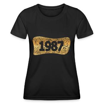 Lingots d’or 1987 - T-shirt sport Femme - noir - Devant - AI Model Female 172 light (172cm)