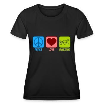 Harness Racing Peace Love - Women's Functional T-Shirt - black - Front - AI Model Female 172 light (172cm)