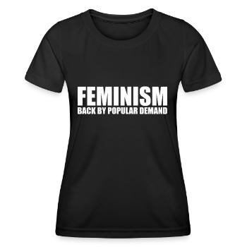 Citation sur le féminisme - T-shirt sport Femme - noir - Devant - AI Model Female 172 light (172cm)