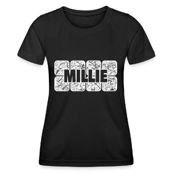 First name Millie - Women's Functional T-Shirt - black - Front - AI Model Female 172 light (172cm)