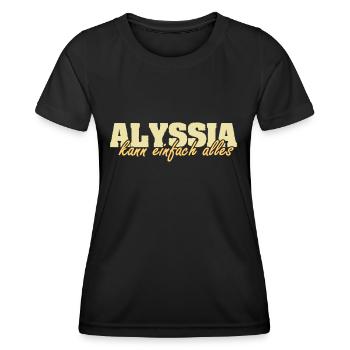Motto Alyssia - Frauen Funktions-T-Shirt - Schwarz - Vorne - AI Model Female 172 light (172cm)