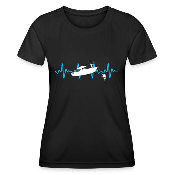Heartbeat Fishing Pêcheur Bateau - T-shirt sport Femme - noir - Devant - AI Model Female 172 light (172cm)