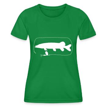 Pike with spinner - Women's Functional T-Shirt - kelly green - Front - AI Model Female 172 dark (172cm)