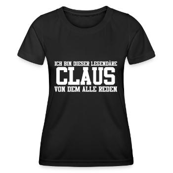 Claus Name Design - Frauen Funktions-T-Shirt - Schwarz - Vorne - AI Model Female 172 light (172cm)