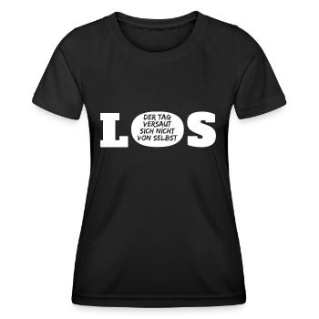 LOS - der Tag versaut sich nicht von selbst - Frauen Funktions-T-Shirt - Schwarz - Vorne - AI Model Female 172 light (172cm)