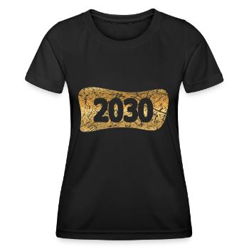 Lingot d’or 2030 - T-shirt sport Femme - noir - Devant - AI Model Female 172 light (172cm)
