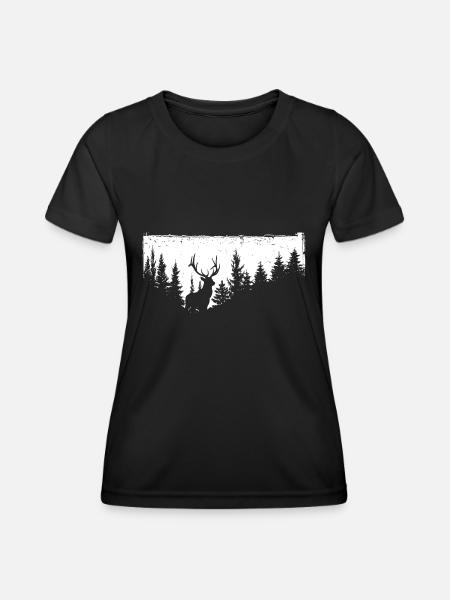 Hirsch - Frauen Funktions-T-Shirt - Schwarz