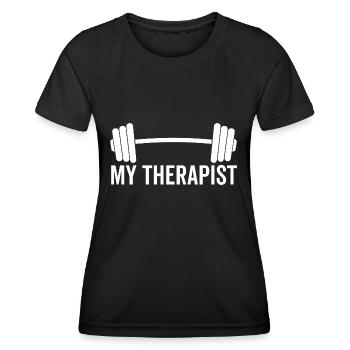 Barbell Mon thérapeute - T-shirt sport Femme - noir - Devant - AI Model Female 172 light (172cm)
