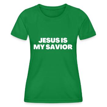 Jesus ist mein Erlöser - Christliche Zitate - Frauen Funktions-T-Shirt - Kelly Green - Vorne - AI Model Female 172 dark (172cm)