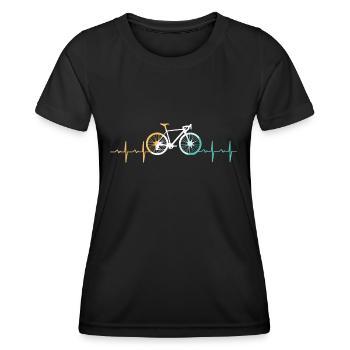 Fahrrad Herzschlag Retro Radfahrer - Frauen Funktions-T-Shirt - Schwarz - Vorne - AI Model Female 172 light (172cm)