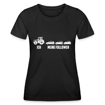 traktor ich meine follower trecker landwirt - Frauen Funktions-T-Shirt - Schwarz - Vorne - AI Model Female 172 light (172cm)