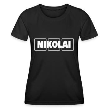 Nom Nikolai - T-shirt sport Femme - noir - Devant - AI Model Female 172 light (172cm)