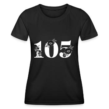 Number 105 Black Floral - 105th Floral Anniversary - Women's Functional T-Shirt - black - Front - AI Model Female 172 light (172cm)