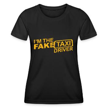 FAKE Taxi Driver avec effet GRUNGE - T-shirt sport Femme - noir - Devant - AI Model Female 172 light (172cm)