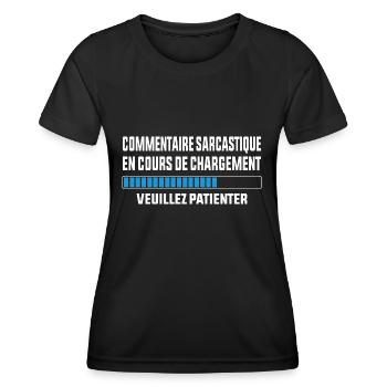 Commentaire sarcastique en cours de chargement - T-shirt sport Femme - noir - Devant - AI Model Female 172 light (172cm)