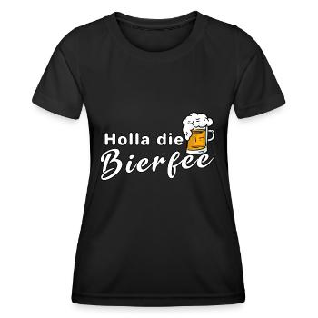 Holla die Bierfee Alkohol Bierzelt Bier Trinken - Frauen Funktions-T-Shirt - Schwarz - Vorne - AI Model Female 172 light (172cm)