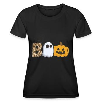 Halloween Boo - Frauen Funktions-T-Shirt - Schwarz - Vorne - AI Model Female 172 light (172cm)
