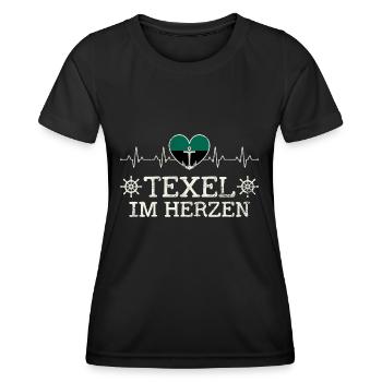 Texel im Herzen Herzschlag Holland - Frauen Funktions-T-Shirt - Schwarz - Vorne - AI Model Female 172 light (172cm)