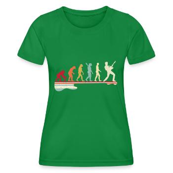 Evolution to guitarist, I like notes and music - Women's Functional T-Shirt - kelly green - Front - AI Model Female 172 dark (172cm)