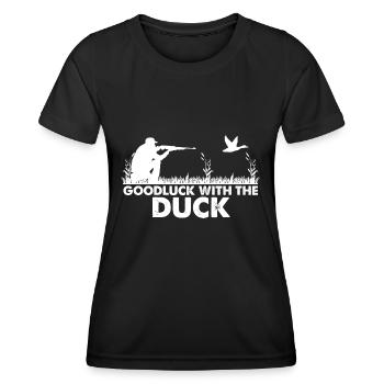 Funny Duck Hunting Design Hunter Hunting Duck Design - Women's Functional T-Shirt - black - Front - AI Model Female 172 light (172cm)