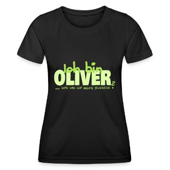 Ausrede für Oliver Oliver Namenschild - Frauen Funktions-T-Shirt - Schwarz - Vorne - AI Model Female 172 light (172cm)