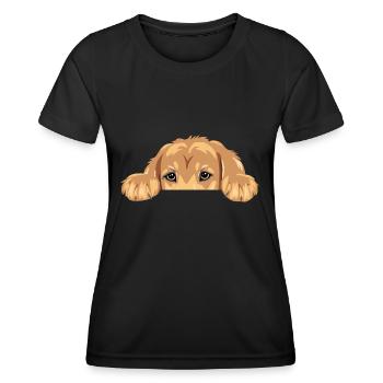 Lustiger piepsender Golden Retriever Welpe - Frauen Funktions-T-Shirt - Schwarz - Vorne - AI Model Female 172 light (172cm)