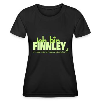 Vorname Finnley - Frauen Funktions-T-Shirt - Schwarz - Vorne - AI Model Female 172 light (172cm)