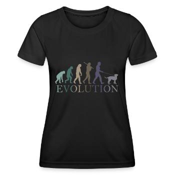 L’ÉVOLUTION DU CHIEN - T-shirt sport Femme - noir - Devant - AI Model Female 172 light (172cm)