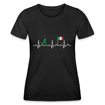 Fußball Herzschlag Italien Ekg - Frauen Funktions-T-Shirt - Schwarz - Vorne - AI Model Female 172 light (172cm)