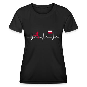 Fussball Polen Herzschlag Ekg Pole - Frauen Funktions-T-Shirt - Schwarz - Vorne - AI Model Female 172 light (172cm)